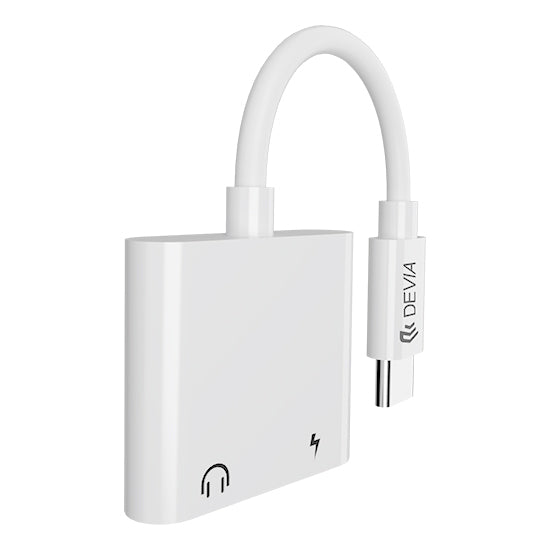 Adaptador DEVIA Smart Series USB-C branco com 2 saídas USB-C