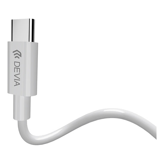 Adaptador DEVIA Smart Series USB-C para 2x USB-C branco com conector USB-C e cabo flexível.