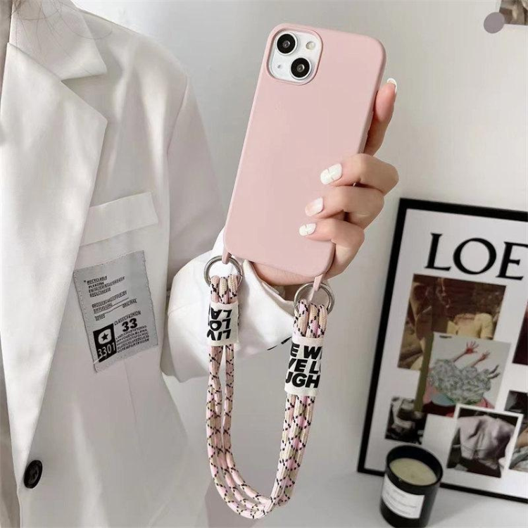 Capa Rixus iPhone 15 Tpu Rosa com Cordão