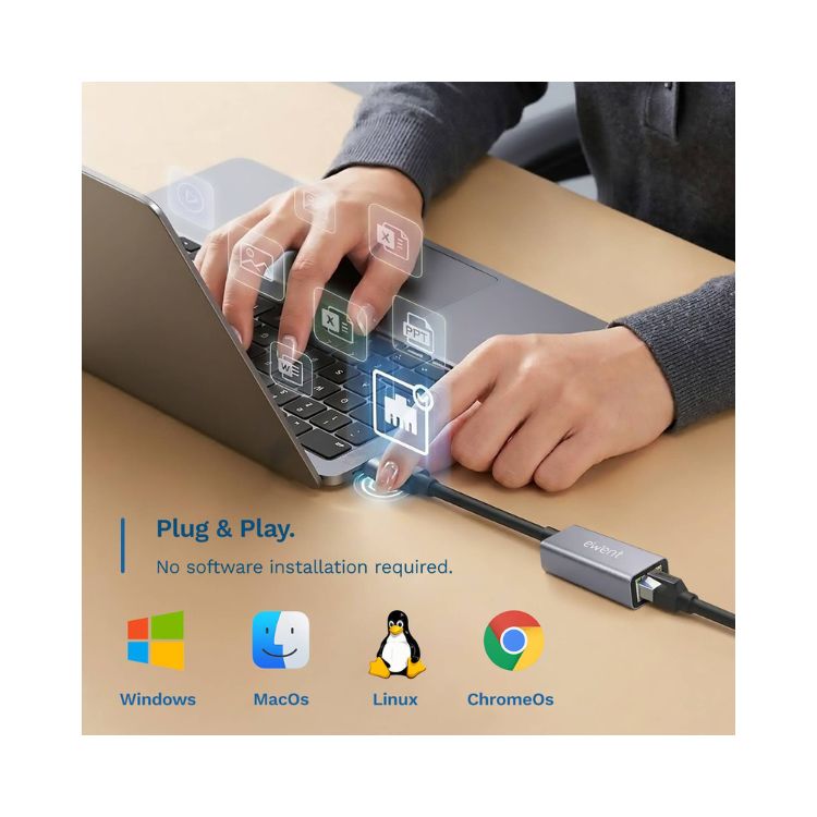 Adaptador de Rede Ewent EW9819 USB-C/USB-A RJ45 Gigabit
