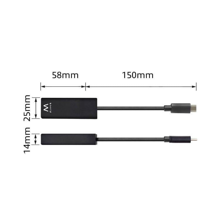 Adaptador de Rede Ewent EW9828 USB-C RJ45 Gigabit Preto