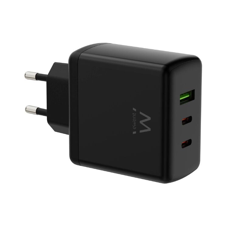 Carregador Ewent EW1331 GaN 2xUSB-C PD USB-A QC 65W Preto