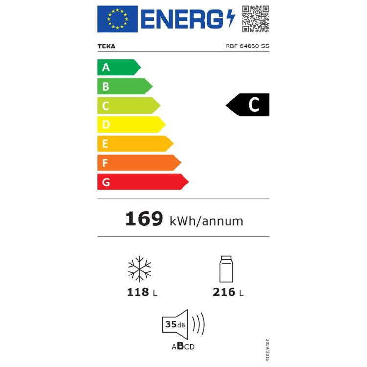 Frigorífico Combinado Teka RBF 64660 SS 338L No Frost Inox Classe C