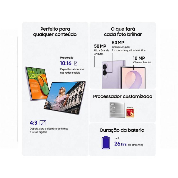 Smartphone Samsung Galaxy Z Fold8 F971 5G 12GB/256GB Dual Sim Lavanda