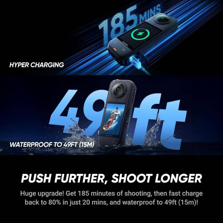 Action Cam Insta360 X5 Standard Bundle Preto