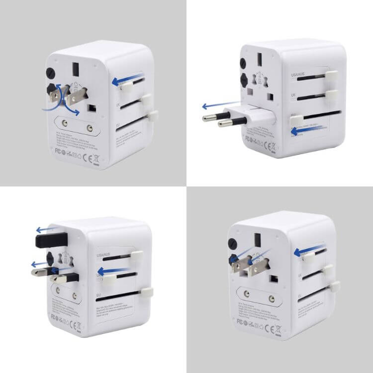 Adaptador de Viagem Universal Ewent EW1470 EU/EUA/UK/AUS 2x USB + 3x USB-C