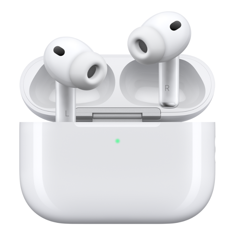 AirPods Pro 3 Apple brancos com caixa de carregamento.