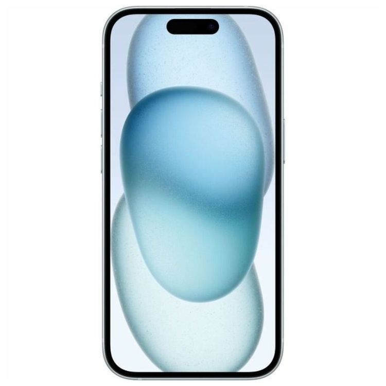 iPhone 15 azul, smartphone Apple com 256GB de armazenamento.