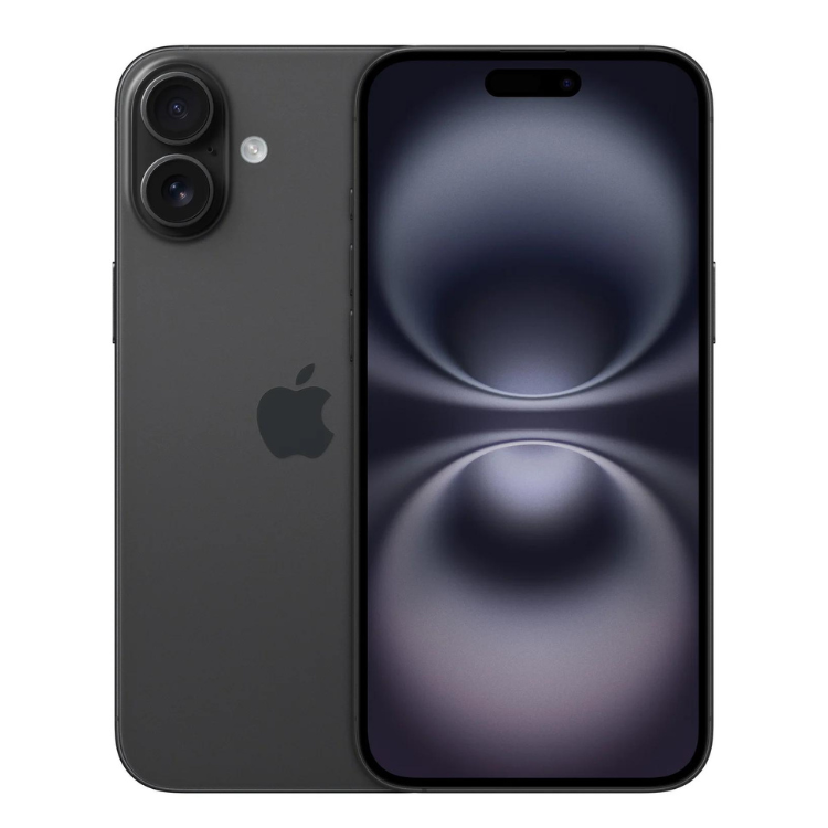 iPhone 16, preto, 512GB, smartphone Apple com câmera dupla e ecrã ligado.