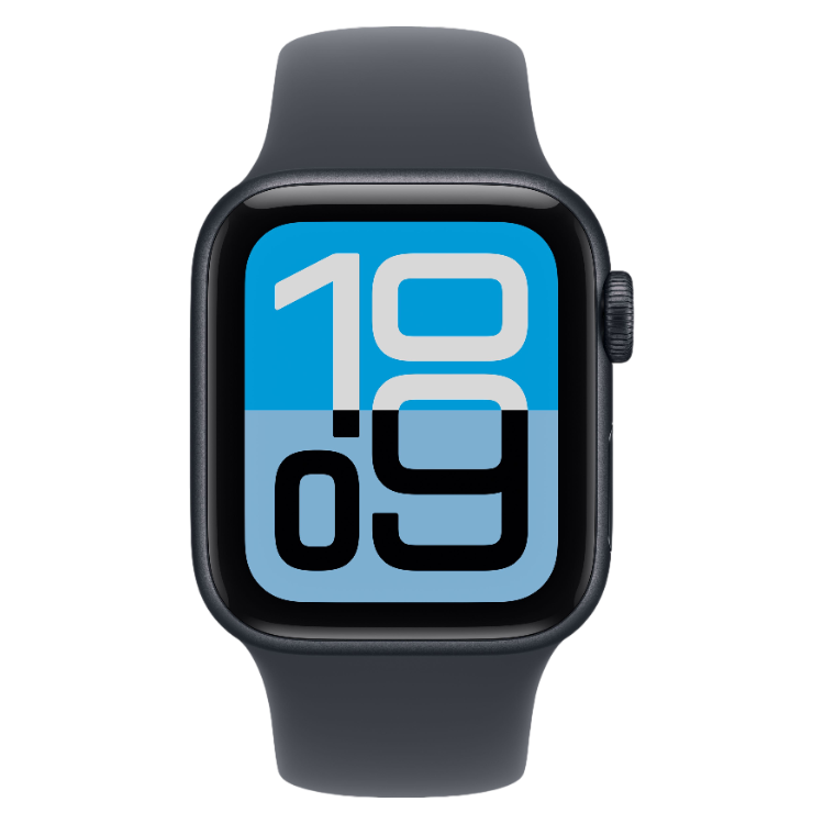 Smartwatch Apple Watch SE 3 GPS + Cellular 44mm alumínio preto com bracelete desportiva preta.