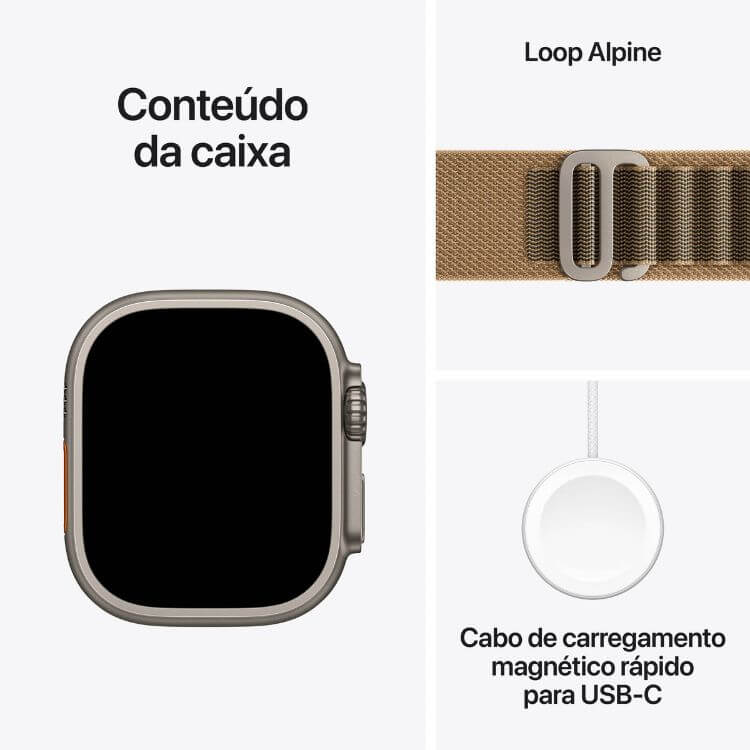 Apple Watch Ultra 4 GPS + Cellular 49mm Titânio Natural c/ Bracelete Loop Alpine Deserto - M