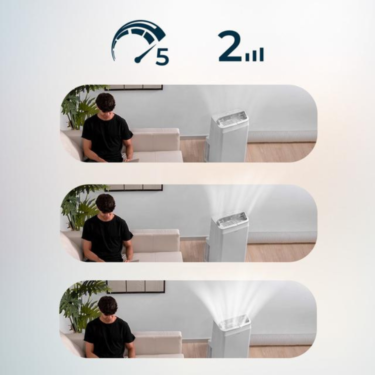 Cecotec ForceClima 12800 portable air conditioner, white, 12000BTU, quente/frio, with man and air flow.