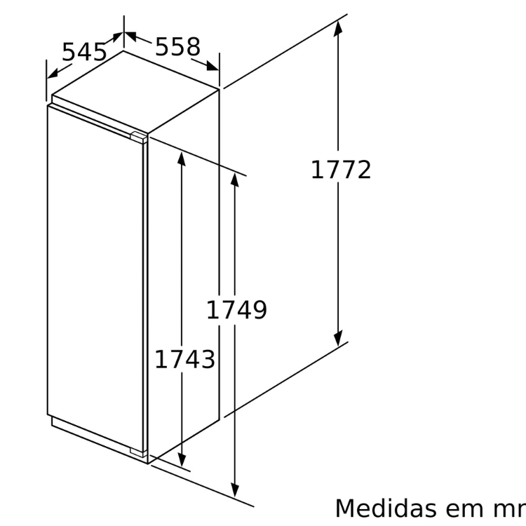 Arca Congeladora Vertical de Encastre Bosch Serie 4 GIN81VEE0 212L Branco