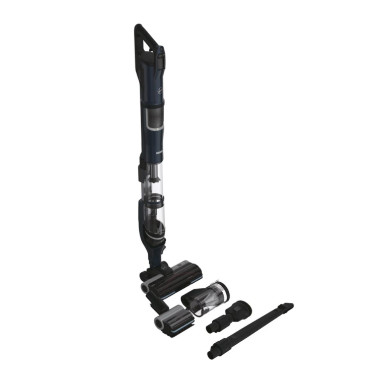 Hoover HFX20P 011 blue upright vacuum with attachments.