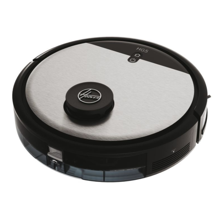 Black and silver Hoover HG510D robot vacuum cleaner.