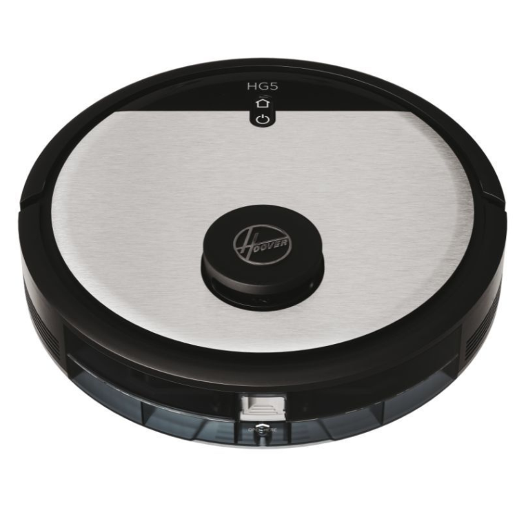 Black and silver Hoover HG510D robot vacuum cleaner.