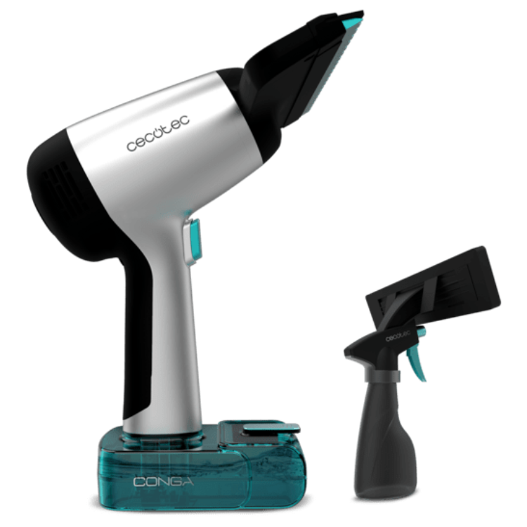 Aspirador de janelas Cecotec Conga Rockstar 3700 Glass, prata e preto, com pulverizador.
