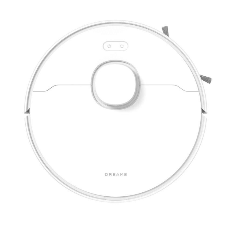 White Dreame D10 Plus Gen 2 robot vacuum cleaner, round with gray accents.
