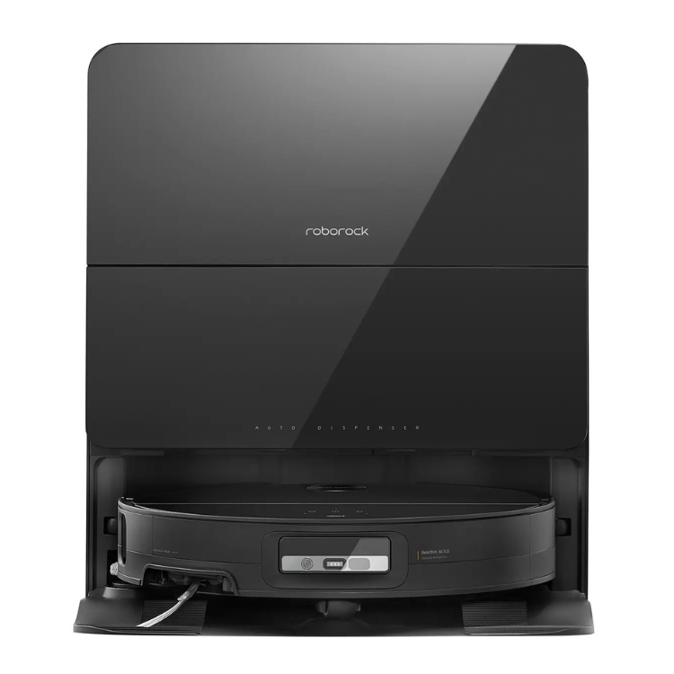 Aspirador robot Roborock Saros 10 preto com estação Auto Station.