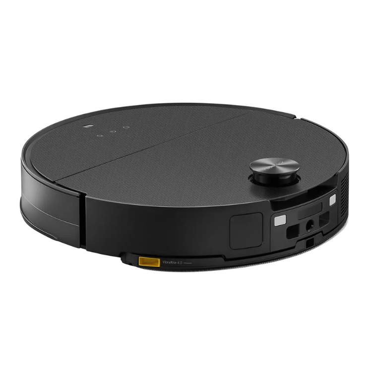 Aspirador robot Roborock Saros 10 preto com estação de limpeza automática.