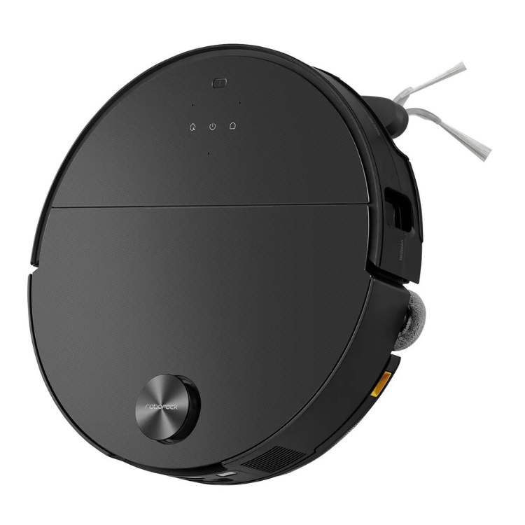 Aspirador robot Roborock Saros 10 preto com estação de limpeza automática.