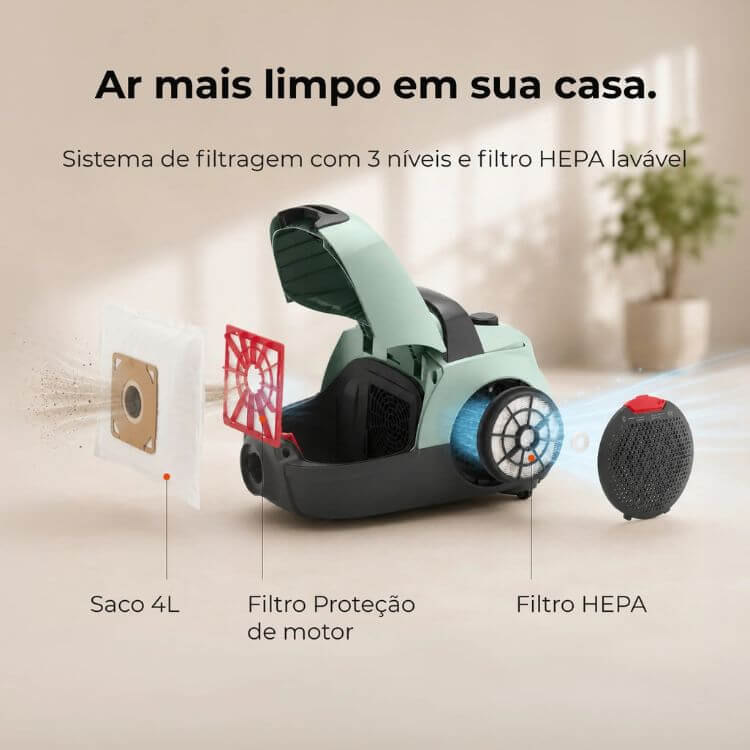 Aspirador Flama c/ Saco Spin&Go 1677FL 800W