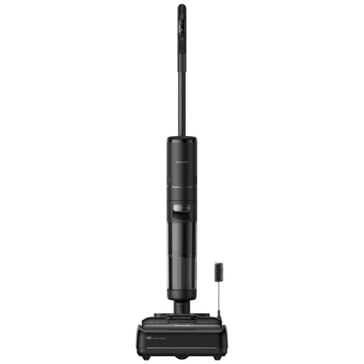 Black Dreame H15 Pro wet and dry vacuum cleaner with long handle and small brush.