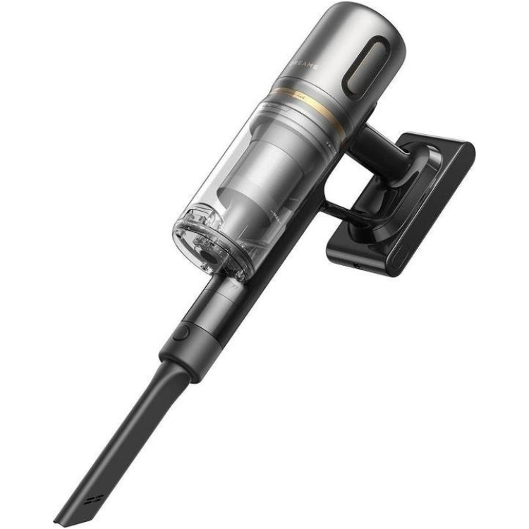 Dreame R20 Slim handheld vacuum, black and silver, wall mount.