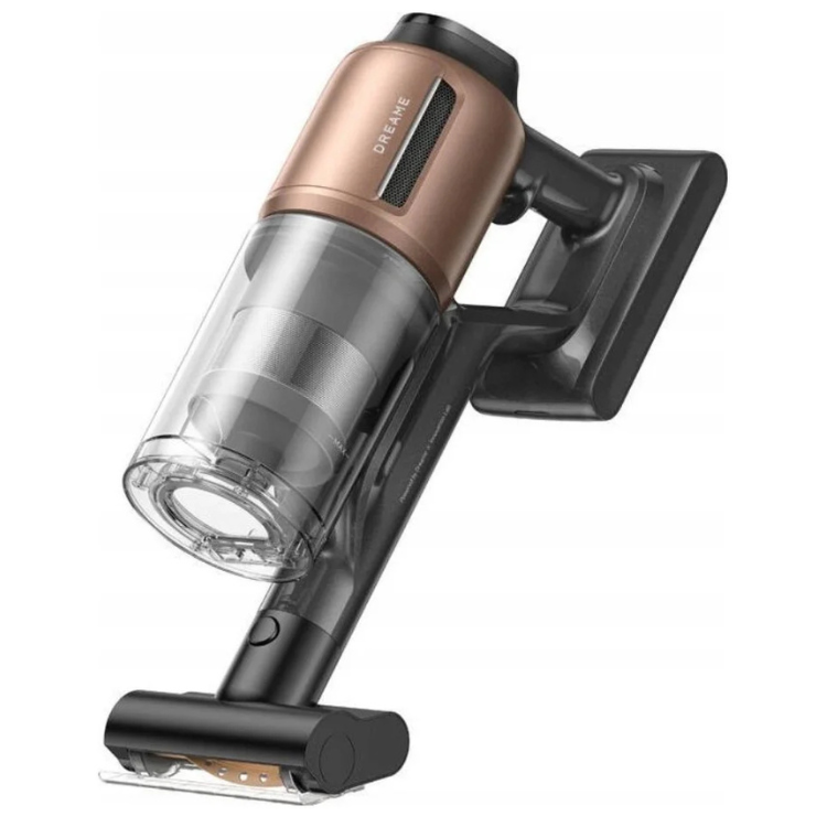 Dreame Z20 cordless vacuum, rose gold and black, wall-mounted charger.