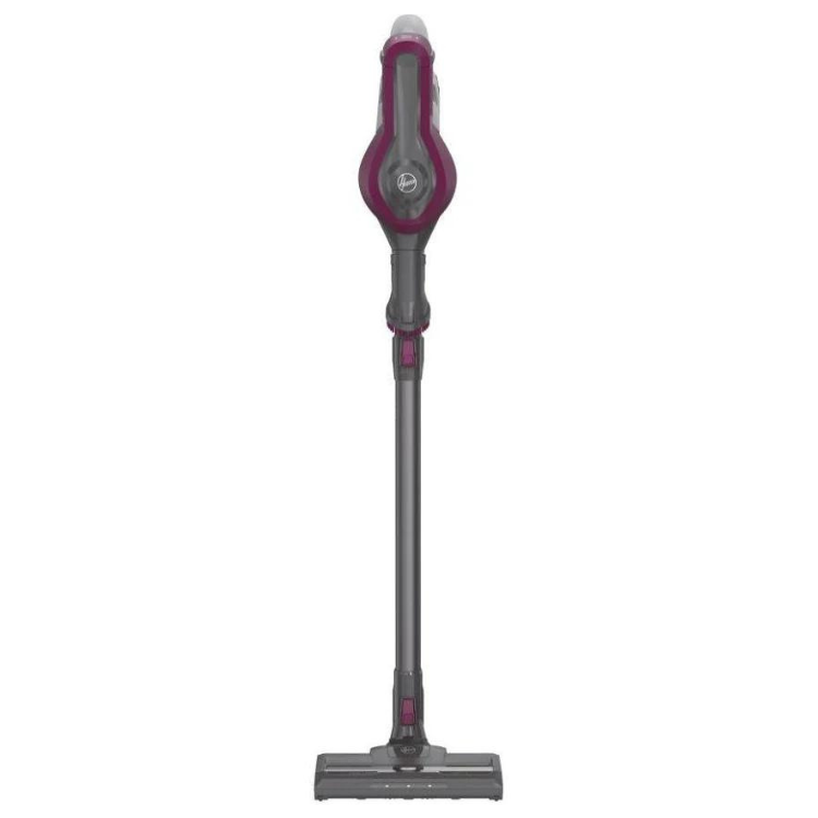Aspirador vertical sem fios Hoover HF1 160W, magenta, com base e cabo destacável.
