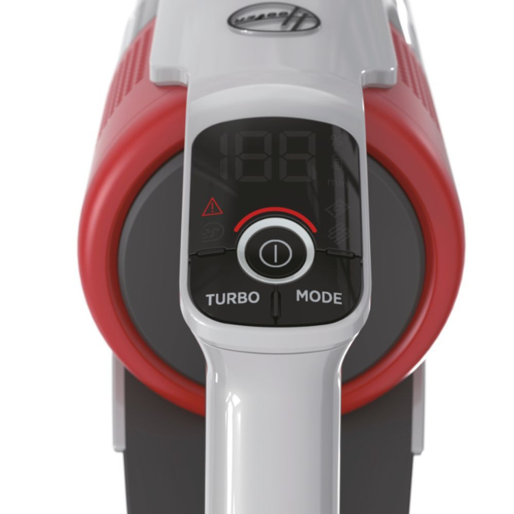 Hoover HF9 vacuum control panel, red and grey, turbo mode button.