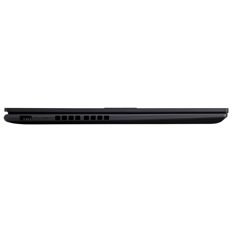 Black Asus laptop side view, 16-inch, various ports visible.