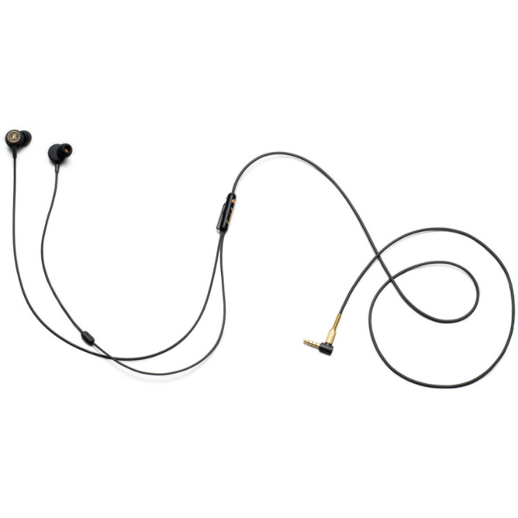 Auriculares Marshall Mode EQ preto com fio e conector de 3,5mm.