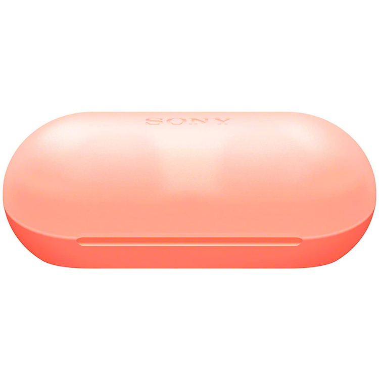 Caixa de carregamento laranja dos Auriculares Sony WF-C500 True Wireless.