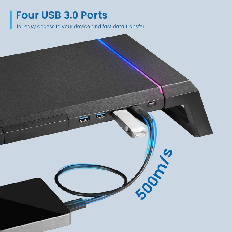 Base Monitor Ewent EW1268 Foldable RGB Hub USB 3.0 Preto