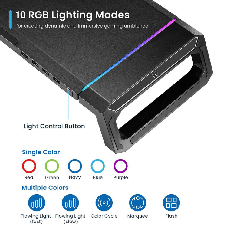 Base Monitor Ewent EW1268 Foldable RGB Hub USB 3.0 Preto