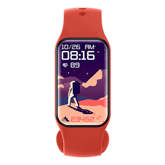 Smartwatch Blackview R1 laranja com ecrã AMOLED de 1.47 polegadas e mostrador digital.