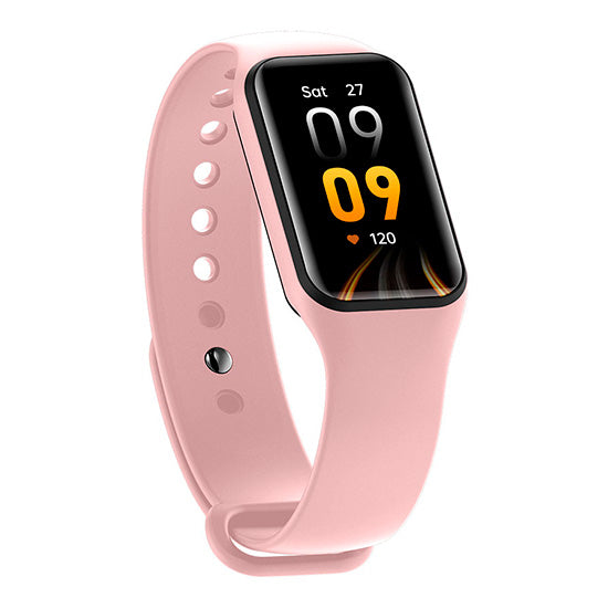 Smartwatch Blackview R1 rosa com ecrã Amoled de 1.47 polegadas e pulseira de silicone.