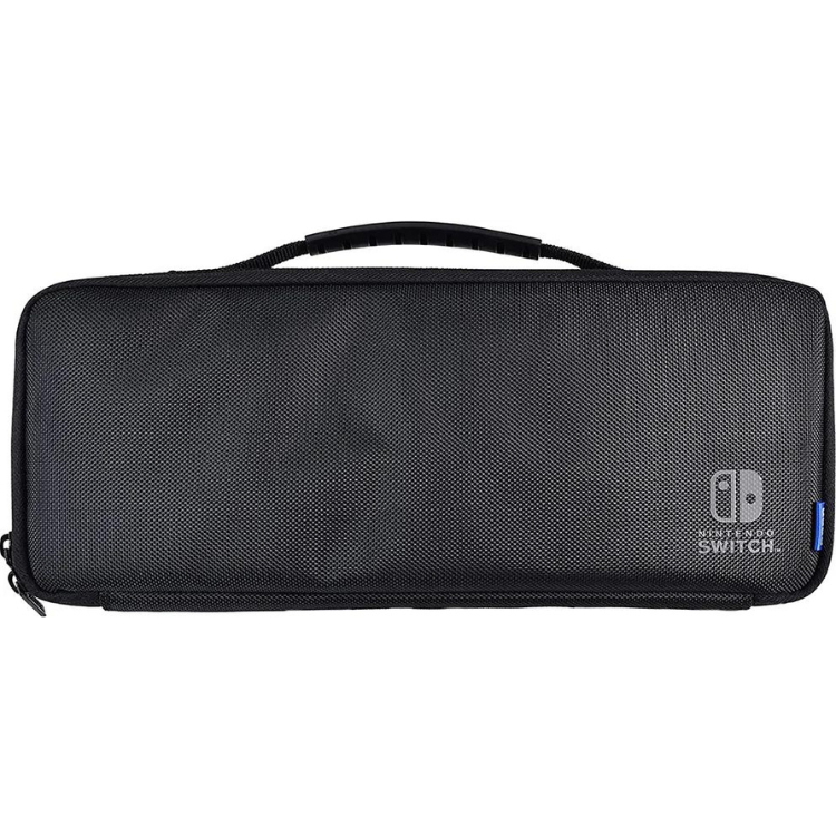 Black HORI cargo pouch for Nintendo Switch, with handle and logo.