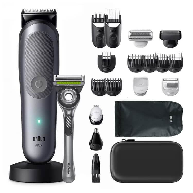 Aparador de Barba e Corpo Braun Series 9 AIO9540 20 em 1 Wet & Dry Cinzento