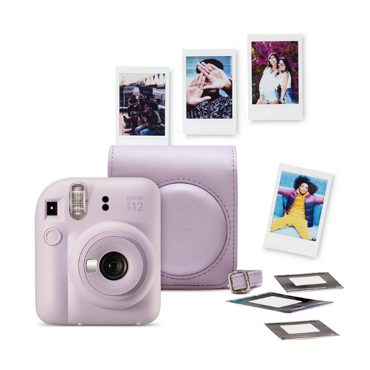 Bundle Máquina Fotográfica Instantânea Fujifilm Instax Mini 12 + Bolsa + Cargas Roxo