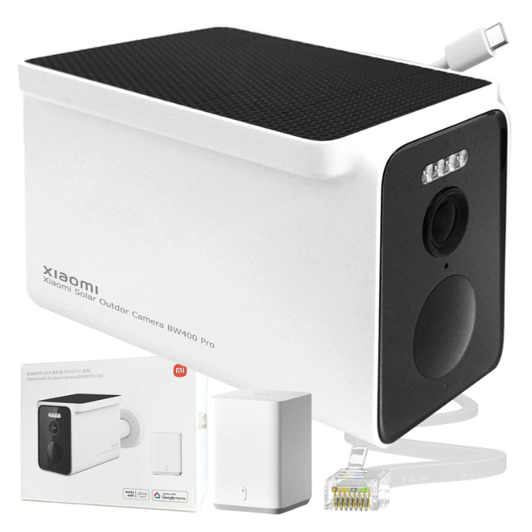 Câmara Videovigilância Xiaomi Outdoor Solar BW400 Pro Set Branco