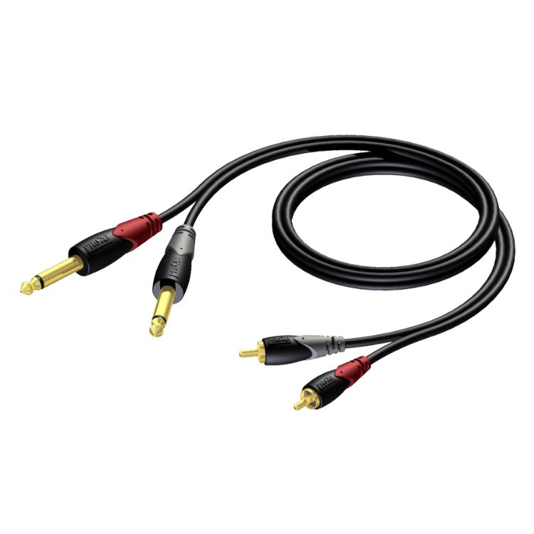 Cabo de Áudio PROCAB 2x RCA Macho / 2x Jack 6,3 Macho Mono CLA631/3 3m