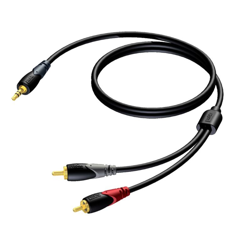 Cabo de Áudio PROCAB Jack 3,5 Stereo Macho / 2x RCA Macho CLA711/5 5m