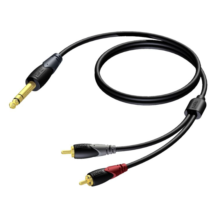 Cabo de Áudio PROCAB Jack 6,3 Stereo Macho / 2x RCA Macho CLA719/3 3m