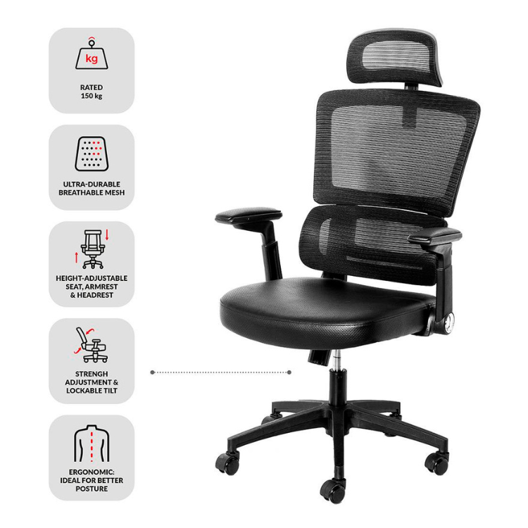 Cadeira Escritório Napofix Ergoflex OC1000 Preto