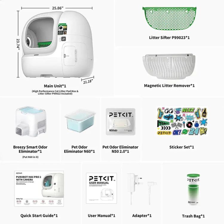 Caixa de Areia Inteligente Petkit Purobot Max Pro 2 c/ Câmara Smart Cat Litter Box