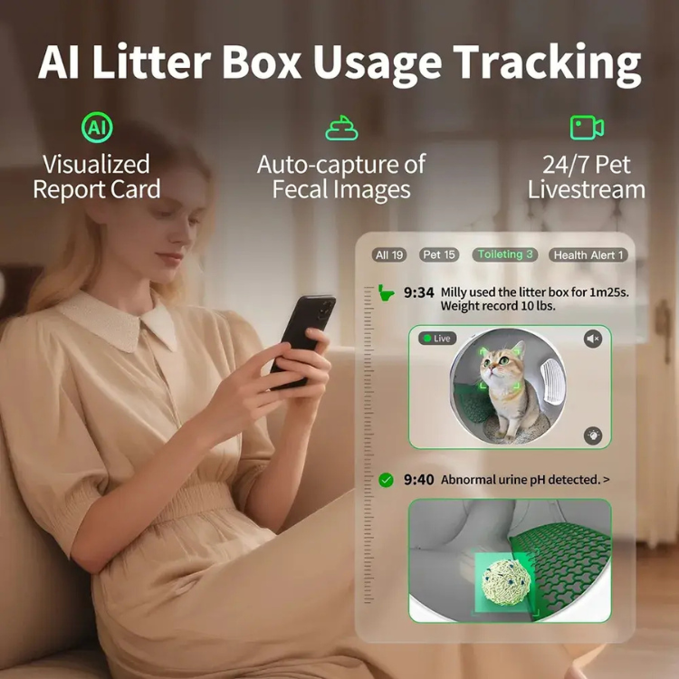Caixa de Areia Inteligente Petkit Purobot Max Pro 2 c/ Câmara Smart Cat Litter Box