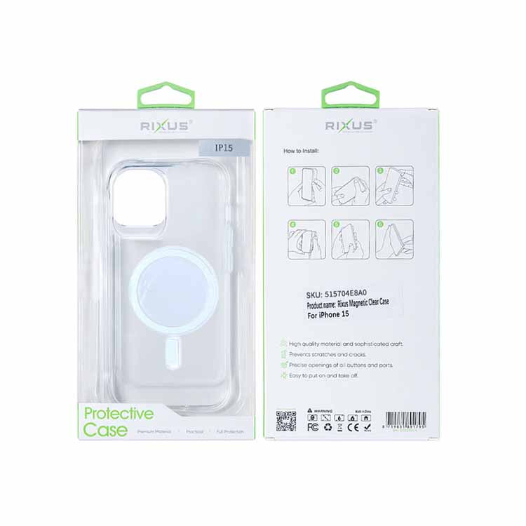 Capa Rixus iPhone 15 Plus Magsafe Transparente
