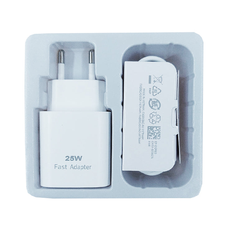 Carregador Fast Charge 25w USB-C + Cable 1M Branco